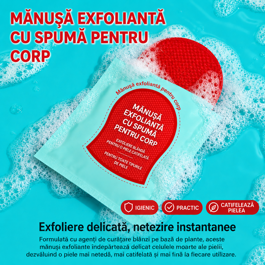 FoamGlow™ – Mănușă exfoliantă cu spumă activă pentru corp (Set 5 bucăți)